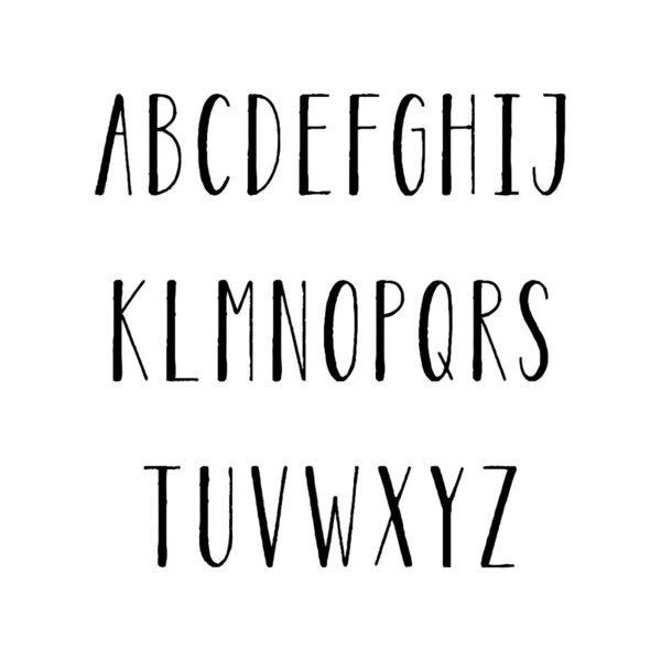 Hand Drawn Narrow Alphabet Uppercase Tall Thin Letters White Background — Stock Vector