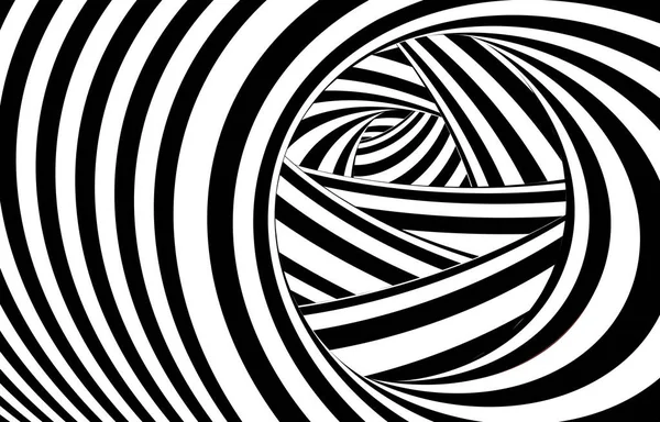 Noir Blanc Trou Ver Hypnotique Tunnel Optique Fond Illusion — Image vectorielle