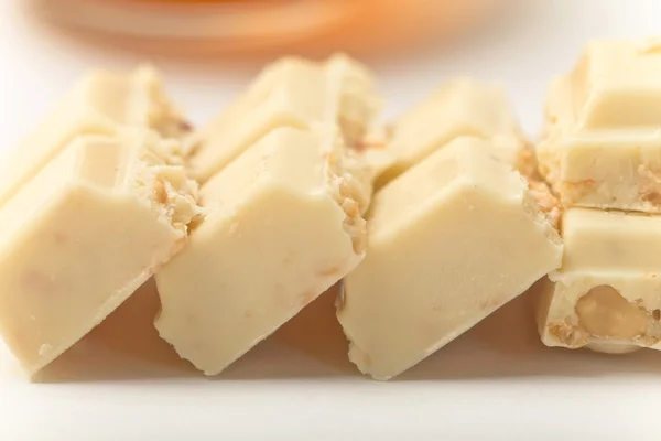 White chocolate with nuts — Stock Photo, Image