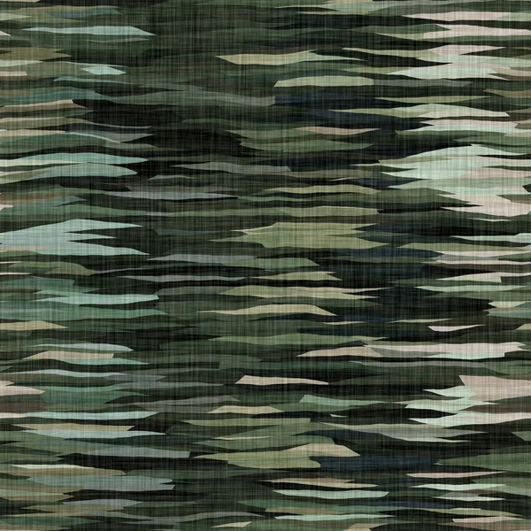 Camouflage dunklen Unterholz Stil Textur Material. Nahtlose Muster in Erdtönen versteckten Effekt. Urwald-Design von Militär und Armee auf khakifarbenem Baumwolltextildruck. — Stockfoto