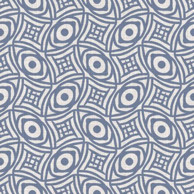 Kusursuz Fransız jeo keteni çiçekli kumaş kaplama. Provence mavi gri keten desenli doku. Eski püskü, şık, bulanık bir arka plan. Her yerde tekstil kırsalı var.