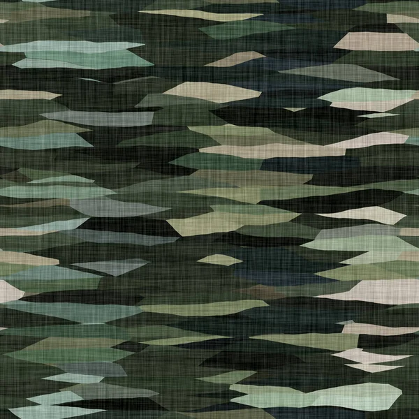 Camouflage dunklen Unterholz Stil Textur Material. Nahtlose Muster in Erdtönen versteckten Effekt. Urwald-Design von Militär und Armee auf khakifarbenem Baumwolltextildruck. — Stockfoto