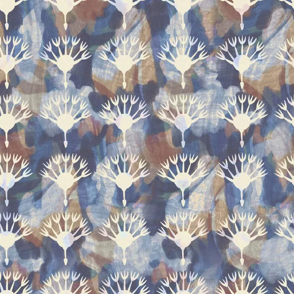 Bunga abu-abu Rustic prancis dicetak kain. Gaya eropa tak berjahit pola tekstil lunak. Batik seluruh digital floral print effect. Berbagai pakaian dekoratif biru. Mutu tinggi raster jpg — Stok Foto