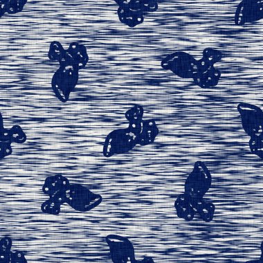  İndigo boyalı kumaş desenli çiçek deseni. Kusursuz tekstil kumaş boyası baskıya dayanıklıdır. Japon kimono bloğu baskısı. Yüksek çözünürlüklü batik etkisi tekrarlanabilir kumaş parçası. 