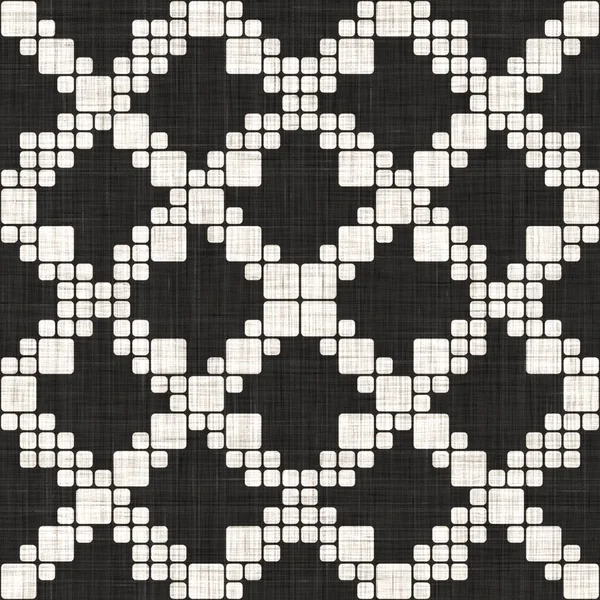 Bezszwowa czarna biała tkanina geometryczna tkanina lniana. Dwa ton monochromatyczny wzór tła. Nowoczesny efekt splotu tkanin. Motyw męskiego kształtu powtórz druk jpg. — Zdjęcie stockowe