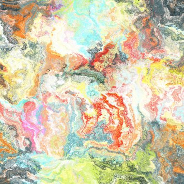 Kusursuz, soyut, fırçalanmış mermer dokular. Gökkuşağı parlak malzeme desenli arka plan. Boho yaz enerjisi boyanmış tekstil baskısı. 