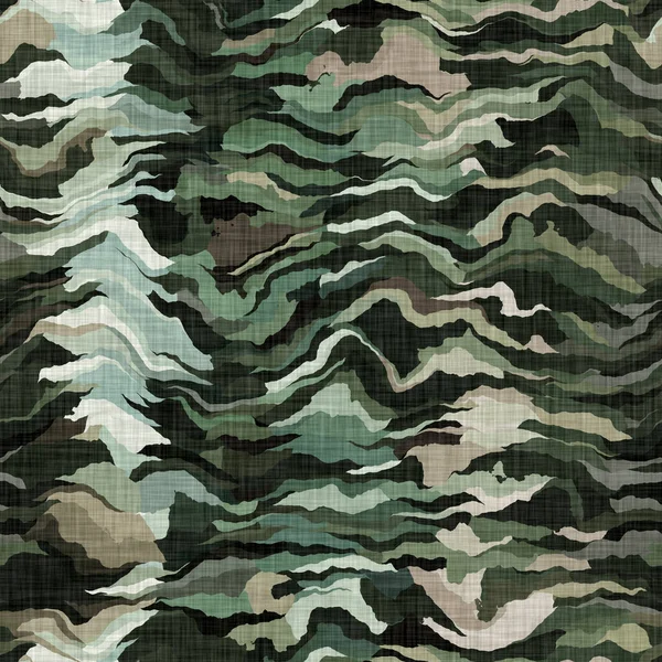 Camouflage dunklen Unterholz Stil Textur Material. Nahtlose Muster in Erdtönen versteckten Effekt. Urwald-Design von Militär und Armee auf khakifarbenem Baumwolltextildruck. — Stockfoto