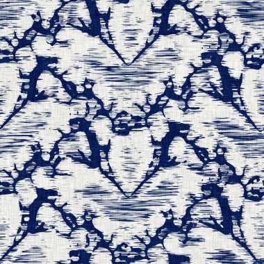  İndigo boyalı kumaş desenli çiçek deseni. Kusursuz tekstil kumaş boyası baskıya dayanıklıdır. Japon kimono bloğu baskısı. Yüksek çözünürlüklü batik etkisi tekrarlanabilir kumaş parçası. 