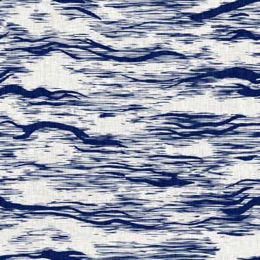 İndigo boyalı kumaş şerit desen dokusu. Kusursuz tekstil kumaş boyası baskıya dayanıklıdır. Japon kimono bloğu baskısı. Yüksek çözünürlüklü batik etkisi çizgili kumaş parçası. 