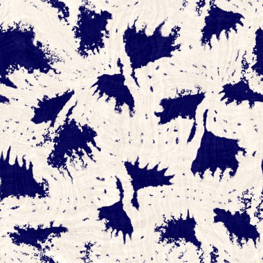 Kusursuz çivit mavisi deforme olmuş doku. Mavi örülmüş boro pamuk boyalı efekt arka planı. Japonya Batik direncini tekrarlıyor. Her yerde Asya yıldızları var..