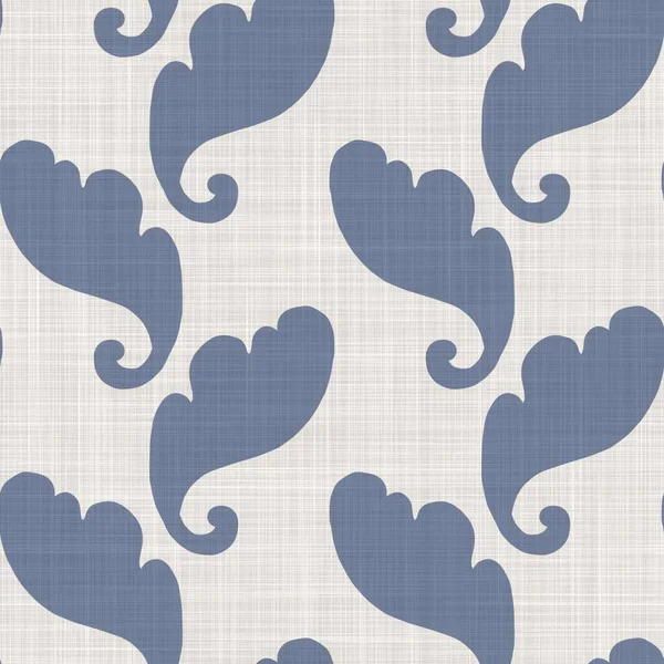 Fondo de follaje impreso de lino francés sin costuras. Provenza azul gris textura patrón de lino. Estilo elegante Shabby tejido fondo borroso. Textil rústico por todas partes imprimir — Foto de Stock