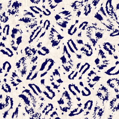 Kusursuz çivit mavisi deforme olmuş doku. Mavi örülmüş boro pamuk boyalı efekt arka planı. Japonya Batik direncini tekrarlıyor. Her yerde Asya yıldızları var.