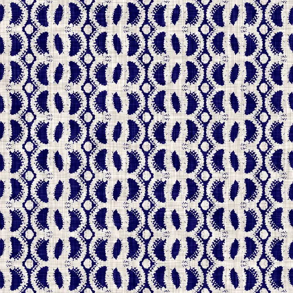 Nahtlose geometrische Indigo-Textur. Blau gewebte Boro-Baumwolle gefärbt Effekt Hintergrund. Japan wiederholt Batikmuster. Asiatisches Sternenhimmel auf der ganzen Welt — Stockfoto