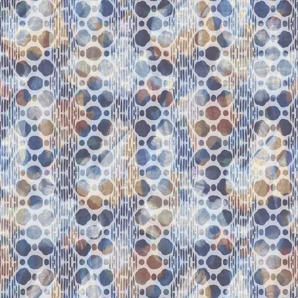 Rustic french grey circle printed fabric. Seamless european style soft furnishing textile pattern. Batik all over digital print effect. Variegated blue decorative cloth. High quality raster jpg. — Stock Photo, Image