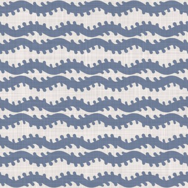 Kusursuz Fransız çizgili keten desenli çiçek desenli kumaş. Provence mavi keten desenli doku. Eski püskü, şık, bulanık bir arka plan. Her yerde tekstil kırsalı var.