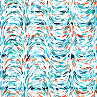 Suluboya fırçalanmış noktalı arkaplan. Elle boyanmış tuhaf empresyonist karnaval kusursuz desen. Dekoratif dalgalı yıkama boyası her yerde..