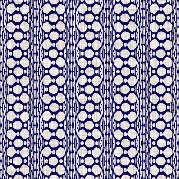 Seamless indigo circle texture. Blue woven boro cotton dyed effect background. Japan repeat batik resist pattern. Asian starry all over print