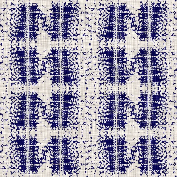 シームレスな藍はストライプの質感を洗った。青織のボロリネン綿染め効果の背景。日本の繰り返しバティック抵抗パターン。アジアの縞模様｜print. — ストック写真