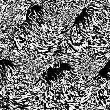 Kusursuz siyah, örülmüş kumaş, çiçek desenli kumaş. İki ton monokrom desenli arka plan. Modern dokuma efekti. Erkeksi çiçek motifi jpg yazısını tekrarla. 