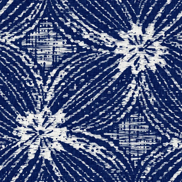 Indigo farvet stof blomstermønster tekstur. Problemfri tekstil mode klud farvestof modstå over hele print. Japansk kimonobloktryk. Høj opløsning batik effekt repeterbar swatch. - Stock-foto