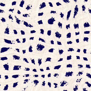 Kusursuz çivit mavisi deforme olmuş doku. Mavi örülmüş boro pamuk boyalı efekt arka planı. Japonya Batik direncini tekrarlıyor. Her yerde Asya yıldızları var.