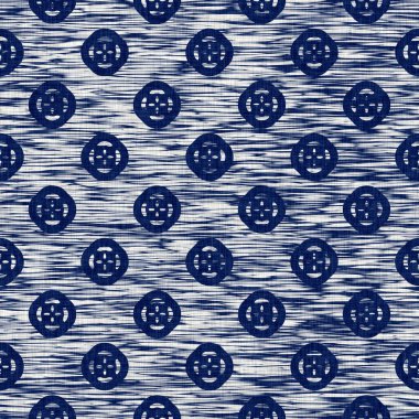 İndigo boyalı kumaş jeo şekil dokusu. Kusursuz tekstil kumaş boyası baskıya dayanıklıdır. Japon kimono bloğu baskısı. Yüksek çözünürlüklü batik etkisi 