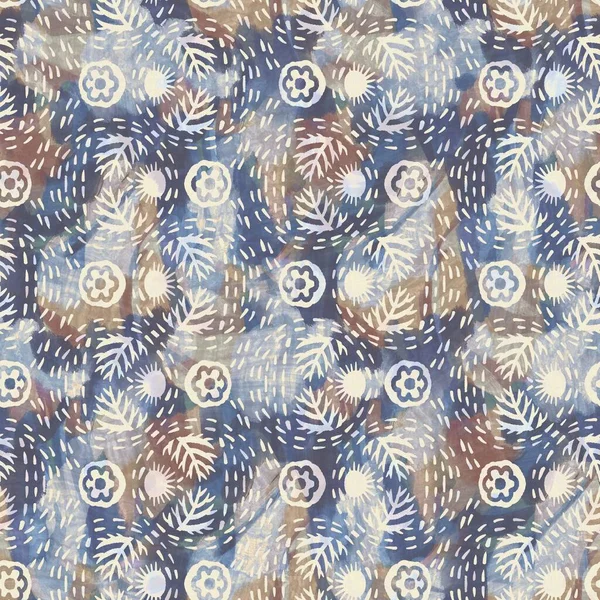 Rustikaler Stoff mit französischem Blumenmuster. Nahtloses weiches textiles Einrichtungsmuster im europäischen Stil. Batik im digitalen Blumenmuster-Effekt. Buntes blaues Ziertuch. Hochwertiges Raster jpg — Stockfoto