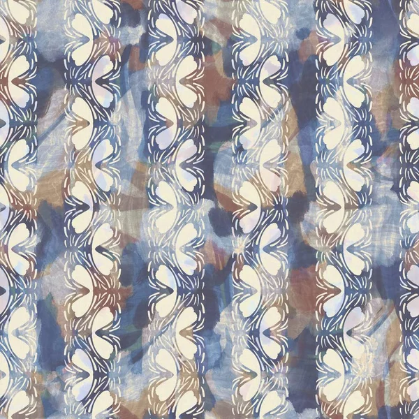 Rustikales französisch-graues Streifenmuster. Nahtloses weiches textiles Einrichtungsmuster im europäischen Stil. Batik-Effekt auf der ganzen digitalen Linie. Buntes blaues Ziertuch. Hochwertiges Raster jpg — Stockfoto