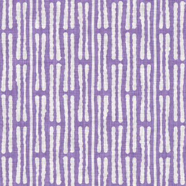 Lavanta çiftliği kırık şerit deseni. Çizgili ülke çizgileri parmak izlerinin üzerine örülmüş. Mor rustik baskılı kumaş efekti. Provence stili, pejmürde ev dekoru kumaşı..