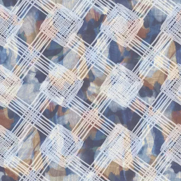Kırsal Fransız gri geometrik baskılı kumaş. Kusursuz Avrupa tarzı yumuşak döşeme deseni. Dijital coğrafi baskı efektinin her yerinde Batik var. Değişik mavi dekoratif kumaş. Yüksek kalite raster jpg — Stok fotoğraf