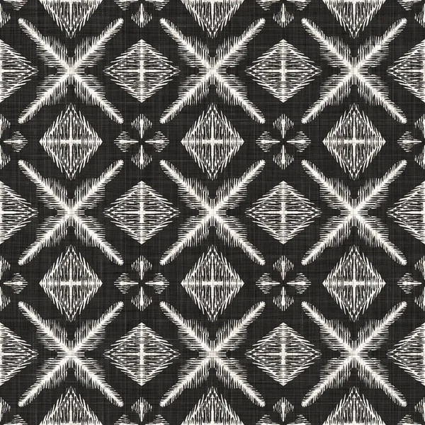 Seamless black white woven cloth geometric linen texture. Two tone monochrome pattern background. Modern textile weave effect. Masculine shape motif repeat jpg print.