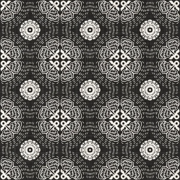 Seamless black white woven cloth circle linen texture. Two tone monochrome pattern background. Modern textile weave effect. Masculine dotted spot repeat jpg print. — Stock Photo, Image