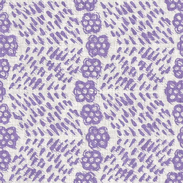 Lavender french farmhouse floral country style linen cloth background. Lilac interior design all over print. Printed textured fabric effect for Provence shabby chic textile tile swatch. — Stock Photo, Image