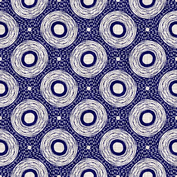 Płynna faktura koła indygo. Niebieska tkanina boro bawełna barwione tło efekt. Japonia powtarza Batik opór wzór. azjatyckie gwiaździste wszystko na druku — Zdjęcie stockowe