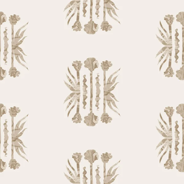 Sepia brun marmor blommig sömlös mönster. Subtila 2 ton blomma blommar i enkel texturerad matisse papper stil snitt. Över hela dekorationstrycket. Minimal beige ecru papper jpg klase kakel. — Stockfoto