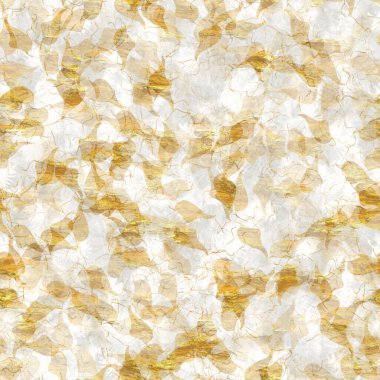 Altın metalik el yapımı pirinç kağıdı dokusu. Kusursuz washi tabakası ve altın bulanık metal pulları. Modern düğün dokusu, zarif kırtasiye ve asgari Japon tarzı tasarım unsurları için..