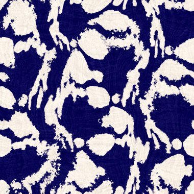 Kusursuz çivit mavisi deforme olmuş doku. Mavi örülmüş boro pamuk boyalı efekt arka planı. Japonya Batik direncini tekrarlıyor. Her yerde Asya yıldızları var.