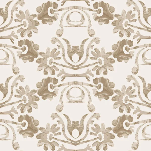 Sepia brown marble floral seamless pattern. Subtle 2 tone flower bloom in simple textured matisse paper cut style. All over decorative print. Minimal beige ecru paper jpg swatch tile. — Stock Photo, Image