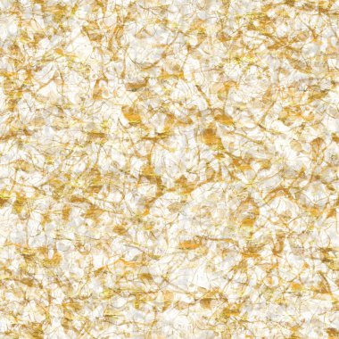 Altın metalik el yapımı pirinç kağıdı dokusu. Kusursuz washi tabakası ve altın metal pulları. Modern düğün dokusu, zarif kırtasiye ve en az Japon stili bulanık tasarım öğeleri için