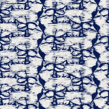 İndigo boyalı kumaş rastgele benekler desen dokusu. Kusursuz tekstil kumaş boyası baskıya dayanıklıdır. Japon kimono bloğu baskısı. Yüksek çözünürlüklü batik etkisi benekli kumaş parçası. 