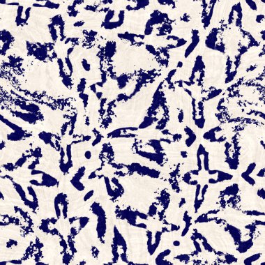 Kusursuz çivit mavisi deforme olmuş doku. Mavi örülmüş boro pamuk boyalı efekt arka planı. Japonya Batik direncini tekrarlıyor. Her yerde Asya yıldızları var.