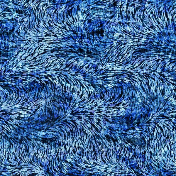 Textura de impressão de bloco de índigo sem costura no fundo de efeito tecido azul marinho. Estilo japonês lavado denim batik resistir padrão. Desgastado tecido masculino impressão swatch. — Fotografia de Stock