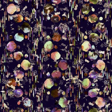 Egzotik renkli boho geometrik kamuflaj izi. Kusursuz sonbahar koyu zemin detaylı tekrarlama deseni.