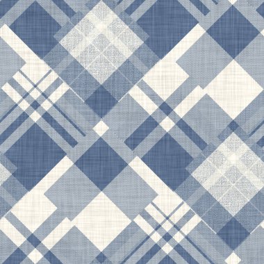 Çiftlik evi mavi ekoseli desenli. Tüvit duvar kâğıdı tasarımı için tüm baskı üzerinde klasik tarz twill. 