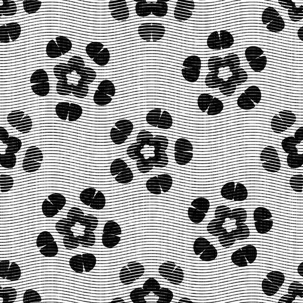 Bezešvé květinové černé tkané herringbone styl textury. Dva tóny 50s monochromatický vzor. Moderní textilní tkaný efekt. Mužský zlomený řádek opakování jpg tisk. — Stock fotografie