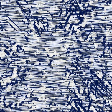 İndigo boyalı kumaş rastgele benekler desen dokusu. Kusursuz tekstil kumaş boyası baskıya dayanıklıdır. Japon kimono bloğu baskısı. Yüksek çözünürlüklü batik etkisi benekli kumaş parçası. 