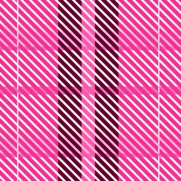 Girly pink seamless plaid vector pattern. Gingham bright color checker background. Woven tweed all over print. — Stock Vector