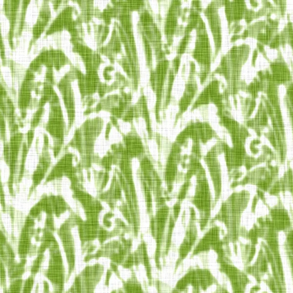 Ręcznie rysowany motyw kwiatowy tekstury lnu. Kapryśny ogród bezszwowy wzór. Nowoczesny wiosna doodle kwiatowa natura tekstylia do dekoracji wnętrz. Botaniczny styl scandi rustykalny zielony na całym druku. — Zdjęcie stockowe