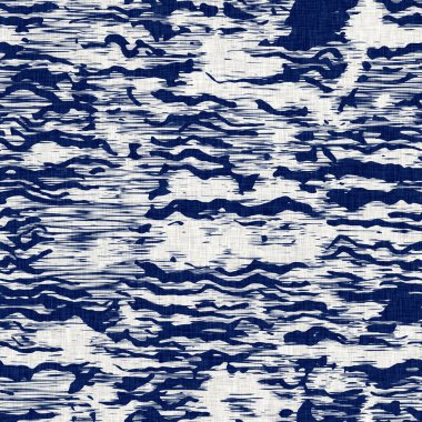 İndigo boyalı kumaş rastgele benekler desen dokusu. Kusursuz tekstil kumaş boyası baskıya dayanıklıdır. Japon kimono bloğu baskısı. Yüksek çözünürlüklü batik etkisi benekli kumaş parçası. 