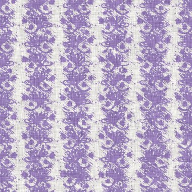 Lavanta çiftliği kırık şerit deseni. Çizgili ülke çizgileri parmak izlerinin üzerine örülmüş. Mor rustik baskılı kumaş efekti. Provence stili, pejmürde ev dekoru kumaşı..